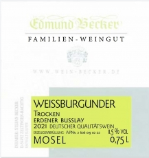 2021 Weißer Burgunder Qualitätswein trocken 11,5 Vol% Alk.