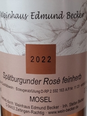 2022 Spätburgunder Rose Qualitätswein feinherb 12,5 Vol% Alk.