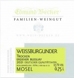 2021 Weißer Burgunder Qualitätswein trocken 11,5 Vol% Alk.
